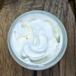 Example body butter 1 oz jar top view